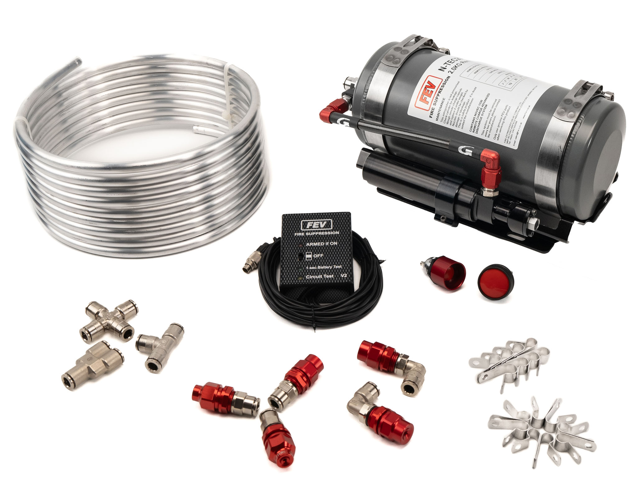 2.0KG REMOTE CHARGE ALUMINIUM GAS PLUMBED IN CAR FIRE SUPPRESSION SYSTEM N-TEC2000R